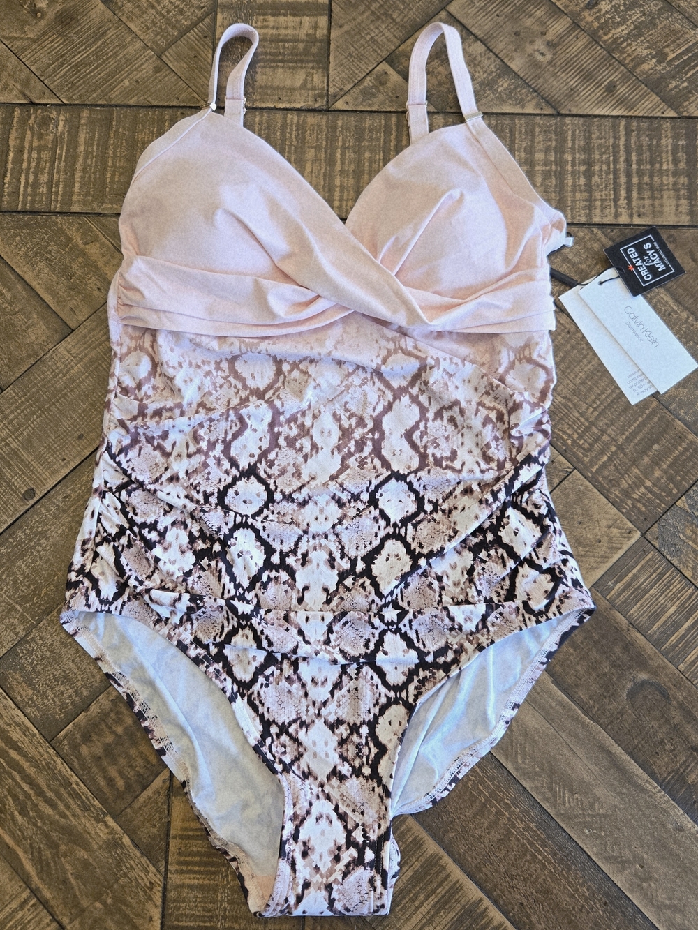 Calvin Klein Pink Snake-Print One-Piece Swimsuit
